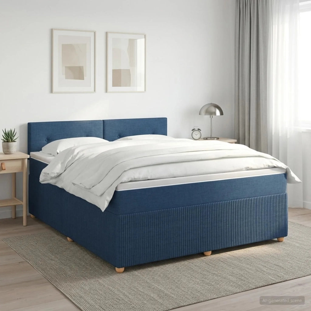 Letto box spring con materasso Blu 160 x 200 cm Tessuto 3451509