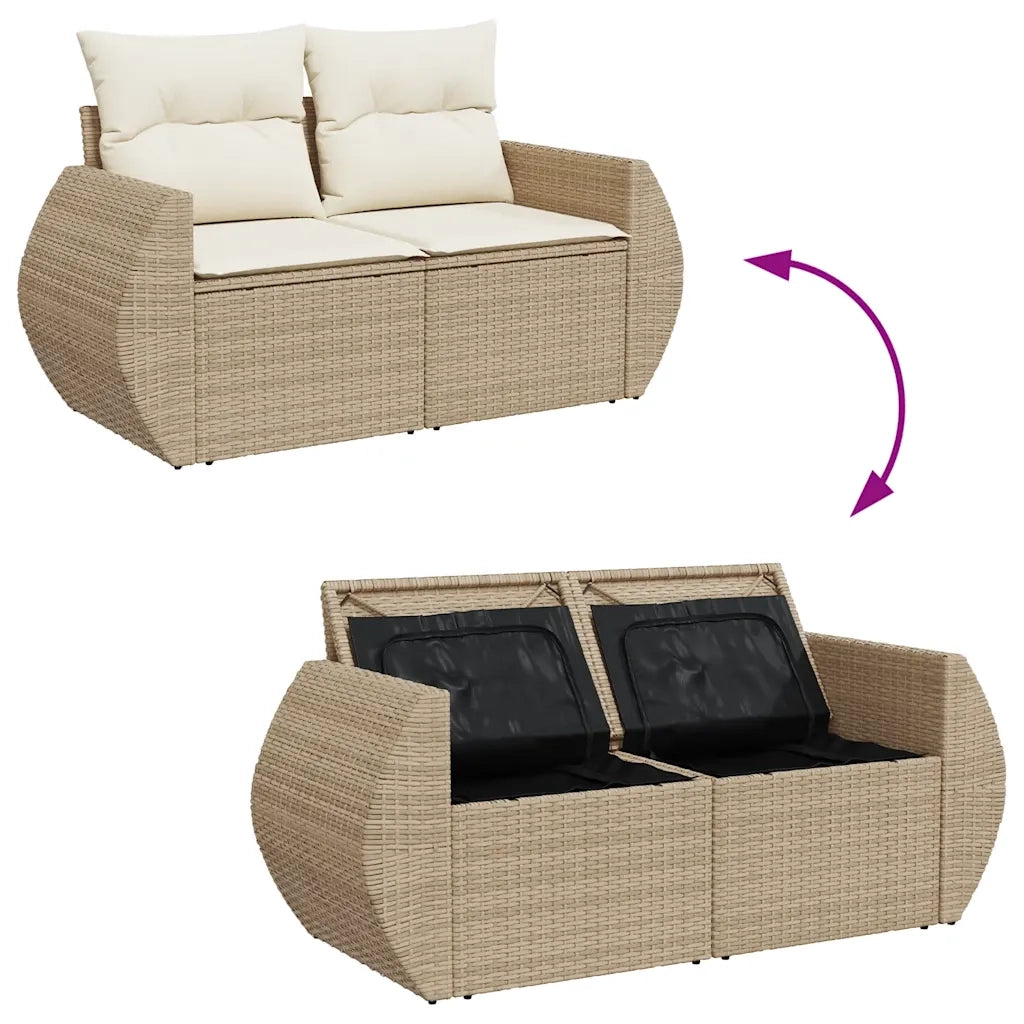Set Divano da Giardino 6 pz con Cuscini Beige in Polyrattan 3325574