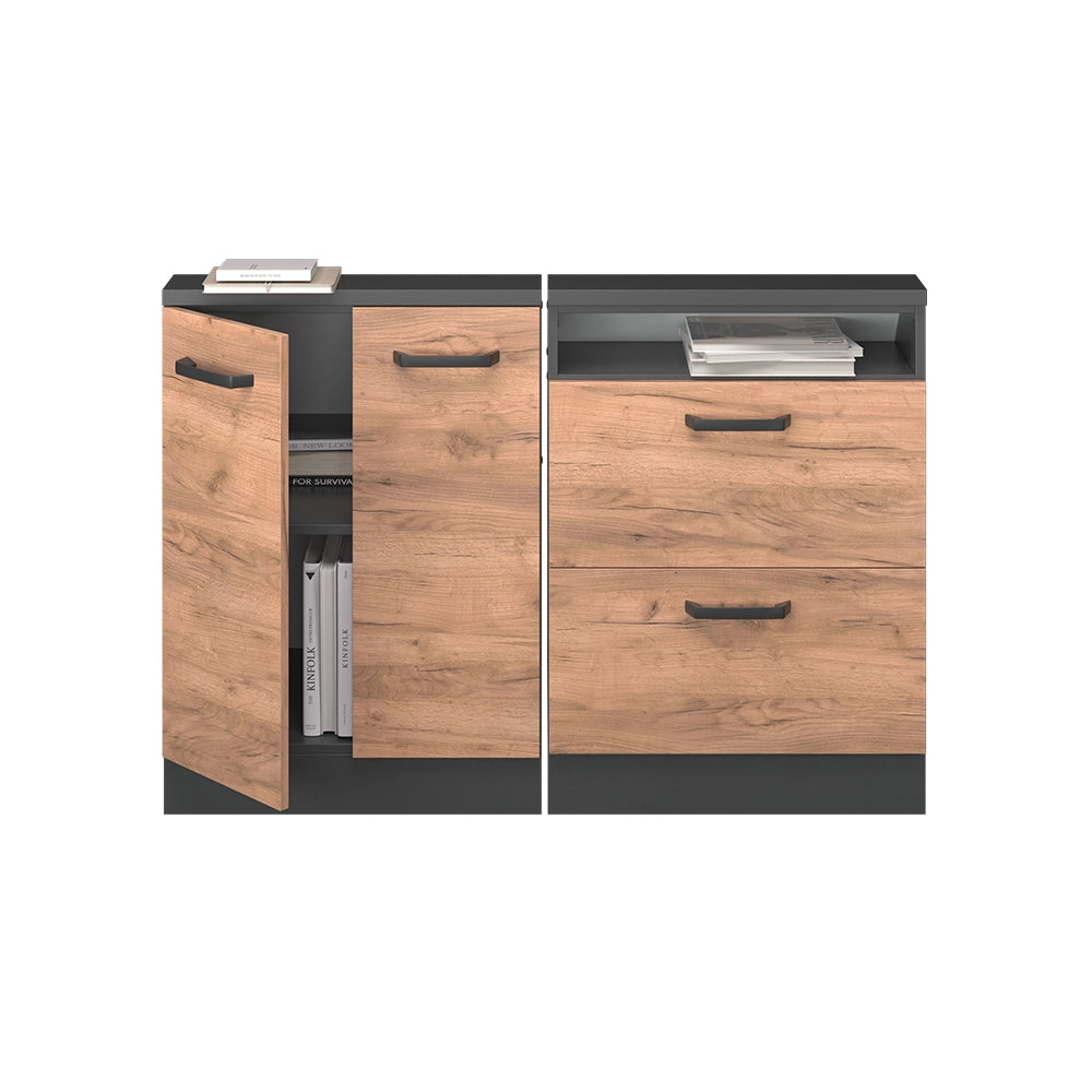 Set di mobili sottotetto Rion Rovere dorato/Antracite Set di 2 Vicco