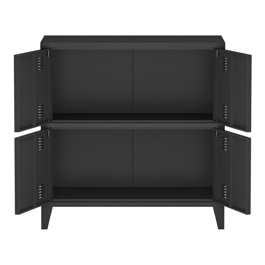 Armadio Hamina a 4 Ante Mobile in Acciaio per Archivio 82 x 80 x 40 cm Nero [en.casa]