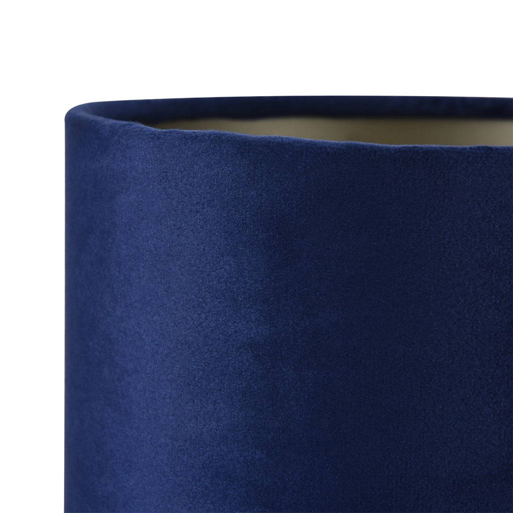 Lampada Deventer da Tavolo Comodino con Paralume Cilindrico in Flanella - Nero/Blu lux.pro