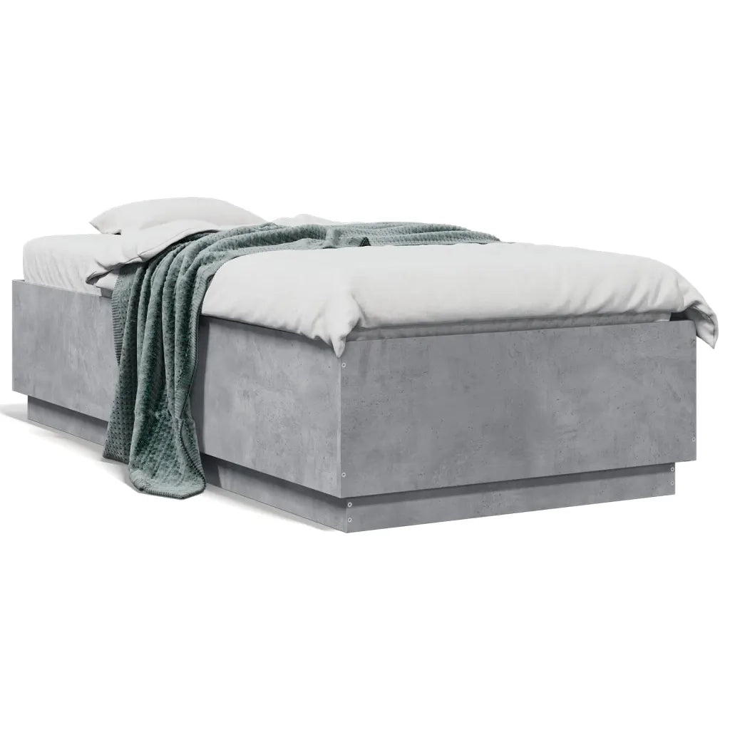 Letto singolo | Letto per adulti | Giroletto Grigio Cemento 90x190 cm in Legno Multistrato
