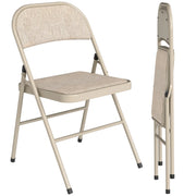 Set 2 Sedie Pieghevoli da Pranzo ¨C Xylo ¨C Struttura in Metallo, Tessuto Beige, 45x46x78 cm