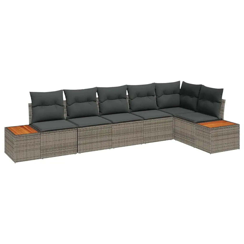 Set Divano da Giardino con cuscino 6 pcs Grigio Poly Rattan 3348095