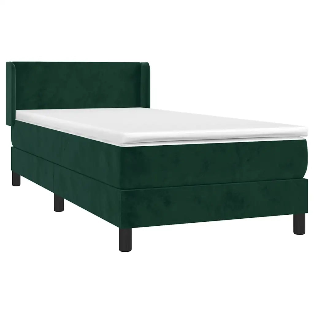 Giroletto a Molle con Materasso-Struttura Letto Verde Scuro 100x200 cm Velluto 888572