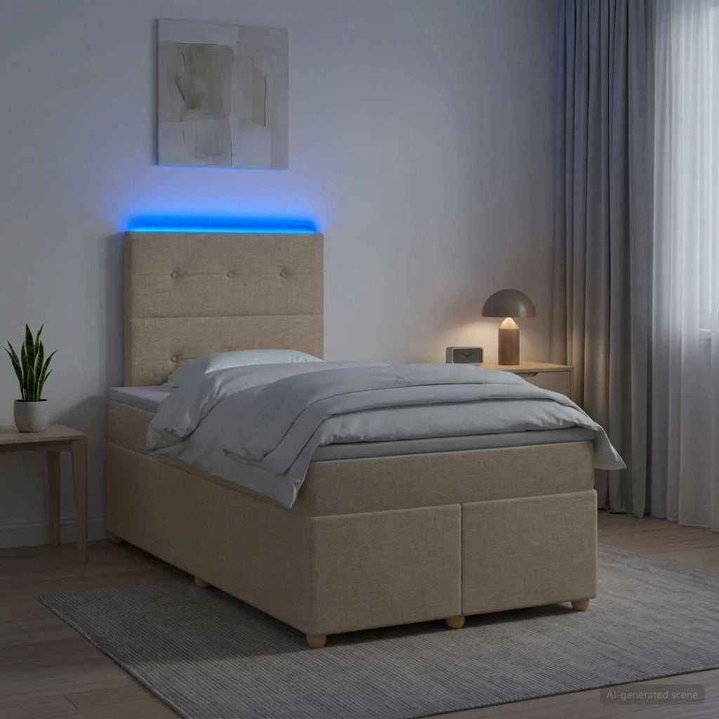 Letto box spring con materasso Crema 120 x 200 cm Tessuto 3455327