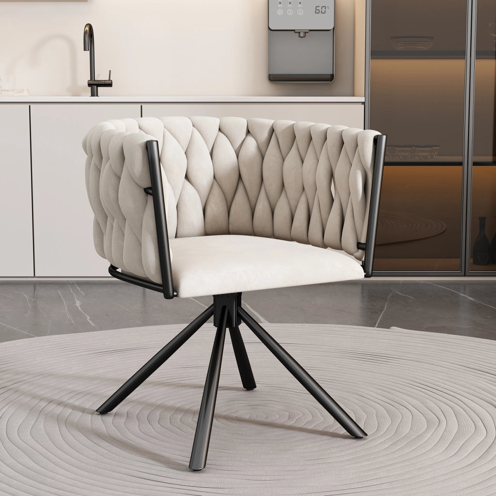 Sedia Girevole in Velluto ¨C MINIMAL ¨C Beige, Gambe in Metallo