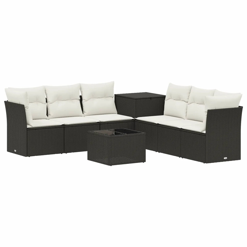 Set di divani 8 pz Nero e Bianco Crema 3448261