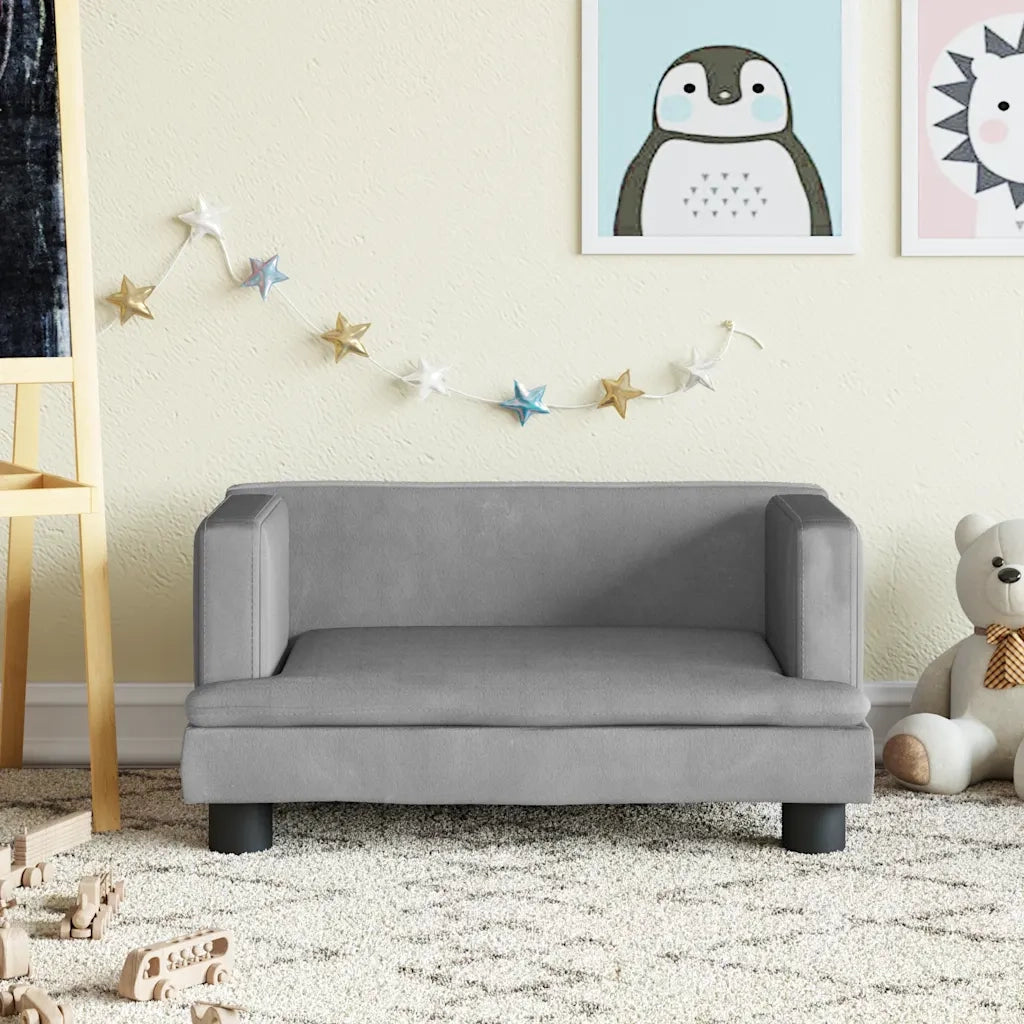 Divano per Bambini-Sofa-Divanetto Grigio Chiaro 60x40x30 cm in Velluto