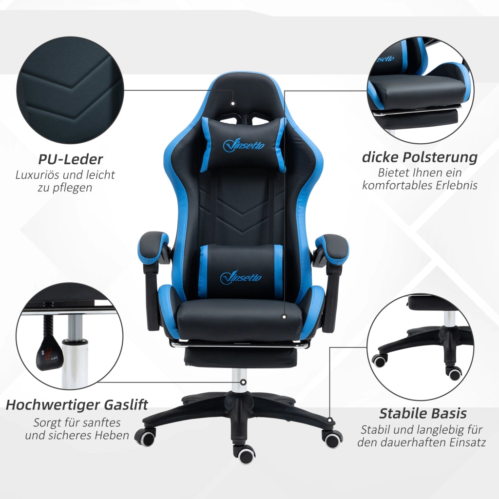 Sedia da Ufficio Gaming ¨C Zephmum ¨C Blu e Nero con Schienale e Supporto Lombare
