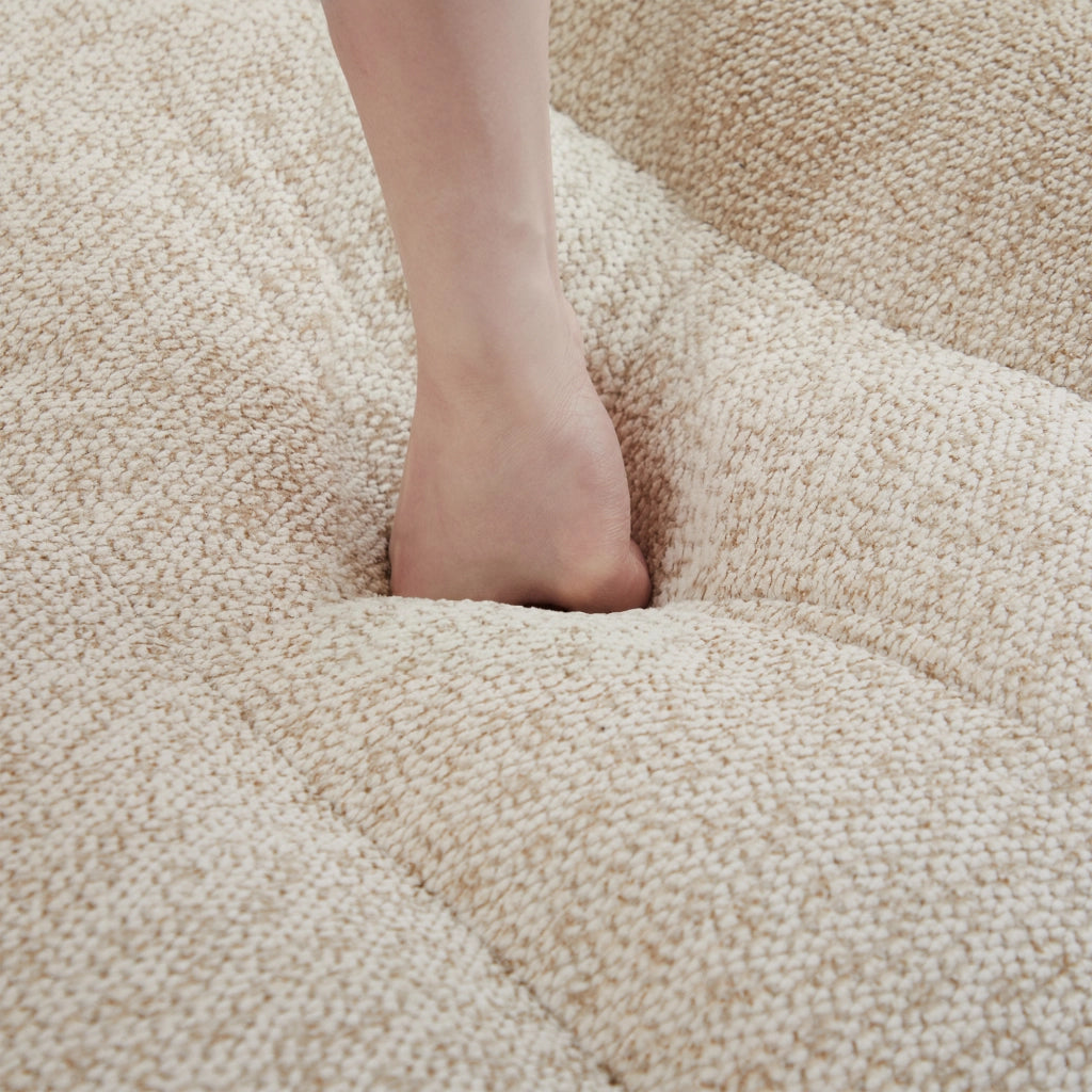 Divano Modulare 2 Posti con 2 Ottoman ¨C MINIMAL ¨C Tessuto Morbido Beige, Senza Braccioli