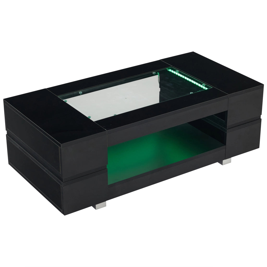 Tavolino LED nero con controllo Bluetooth - Zephmum- Doppio strato design cavo