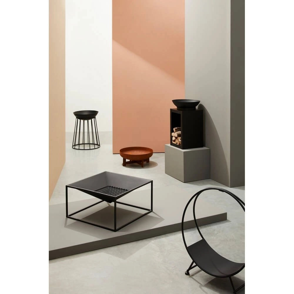 Braciere Acciaio Nero Moderno da Interno 70xH38 cm - ARVEN
