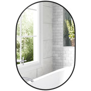 Specchio da Bagno Ovale con Cornice in Alluminio ¨C Zephmum ¨C Nero, 60x90cm