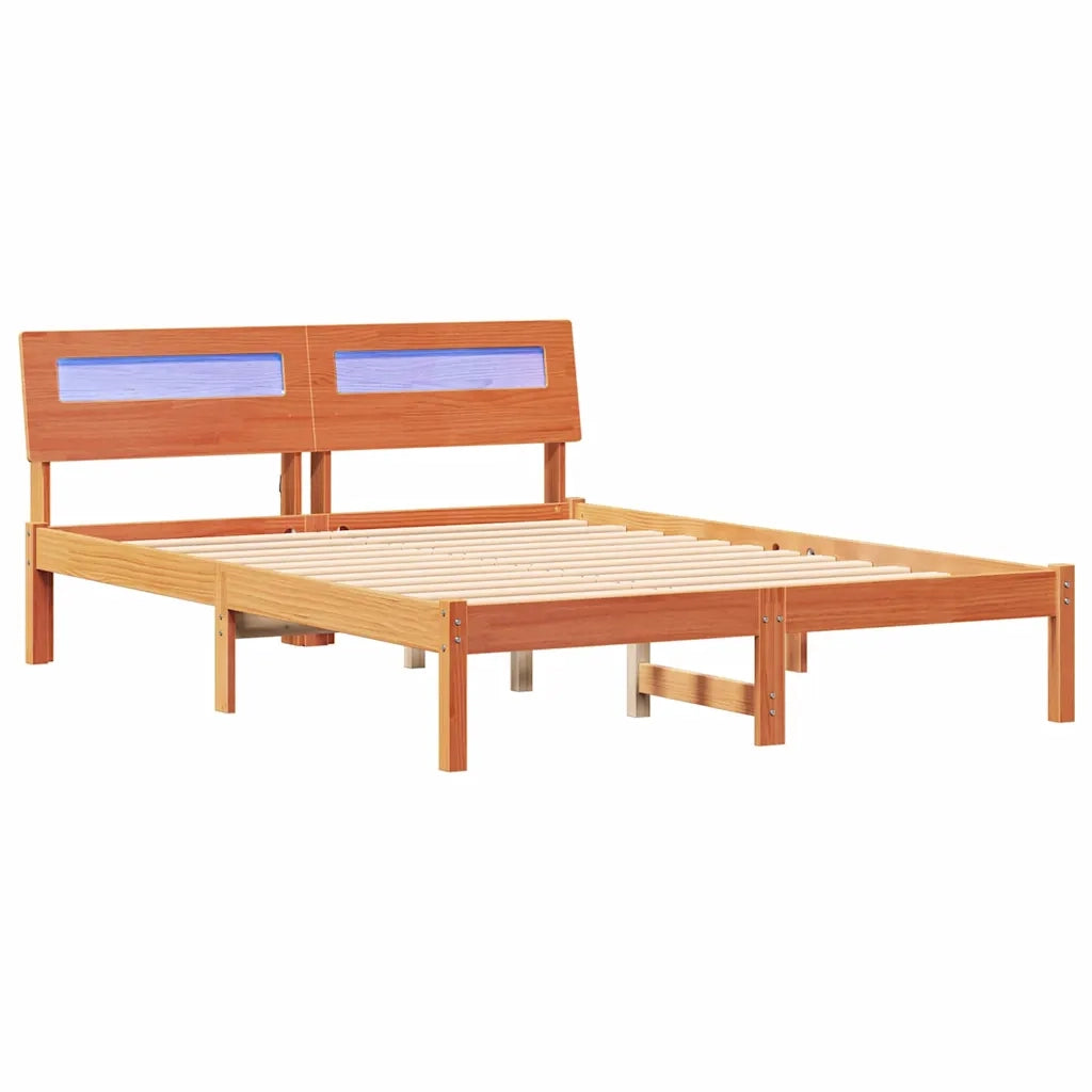 Letto matrimoniale | Letto per adulti | Struttura del letto Marrone cerato 140 x 190 cm Pino massello