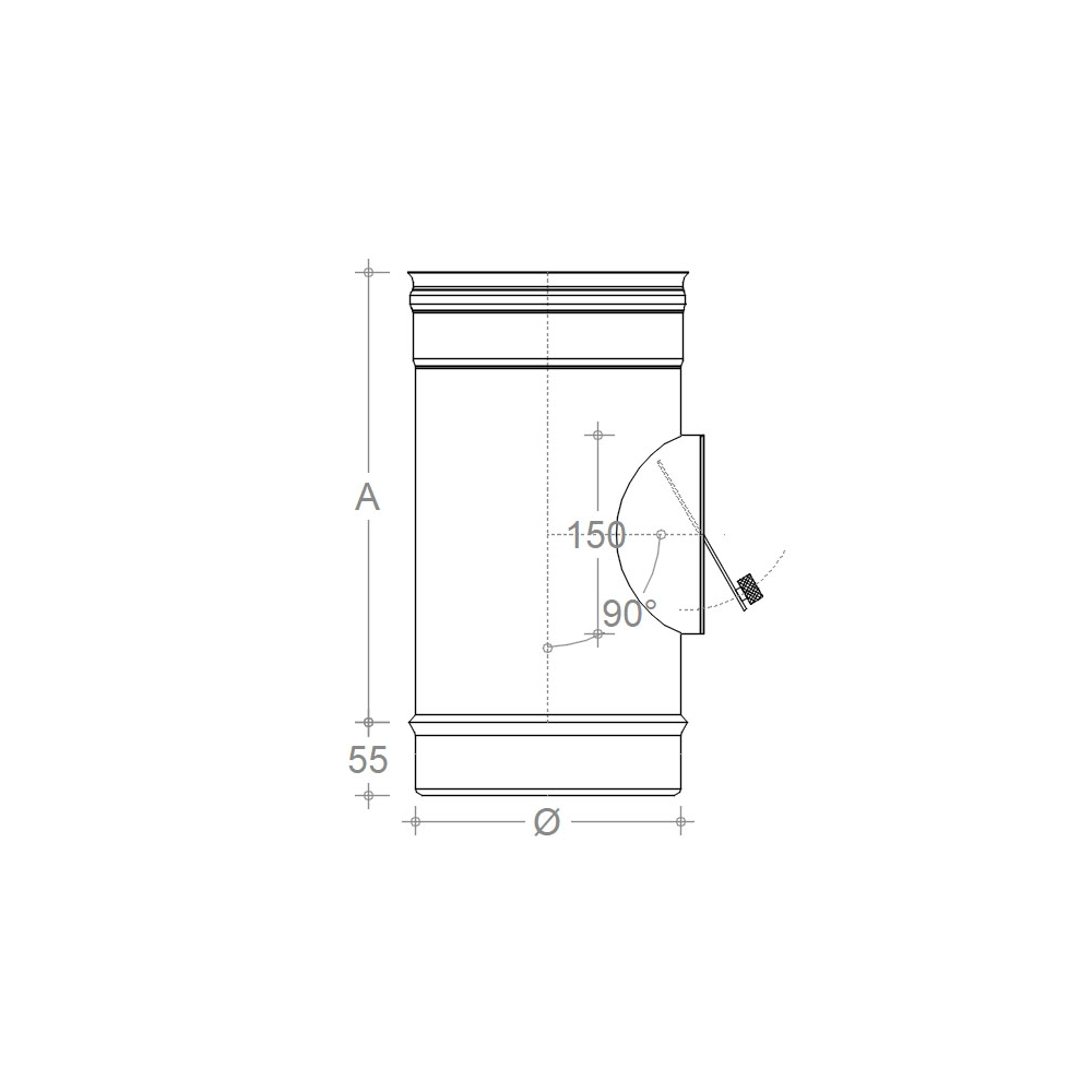Modulo da 160mm aisi 304 con regolatore automatico di tiraggio