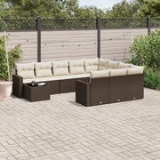 Set Divani da Giardino 11 pz con Cuscini Polyrattan Marrone 3251870