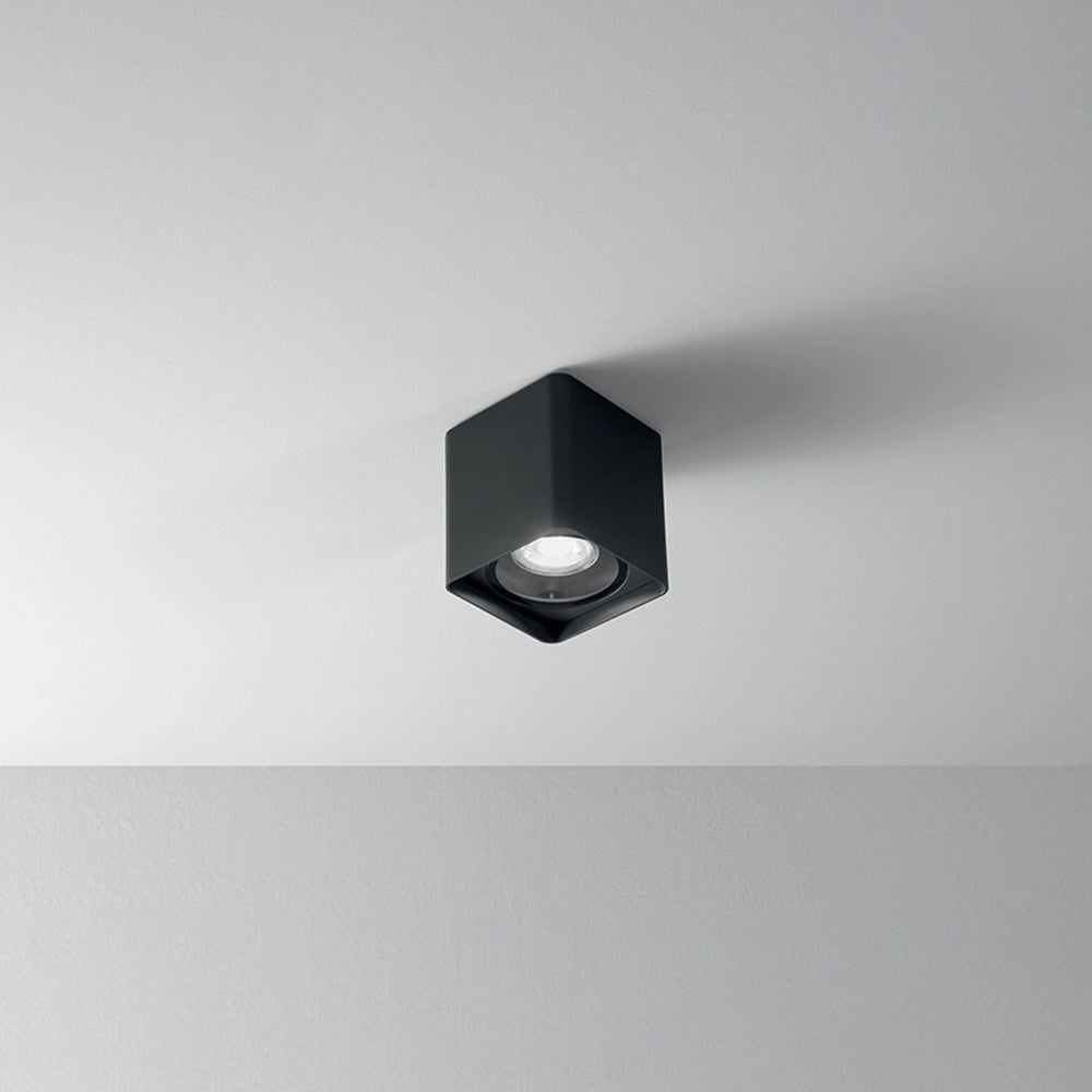 Plafoniera Moderna Brick Metallo Grafite Vetro 1 Luce Gu10
