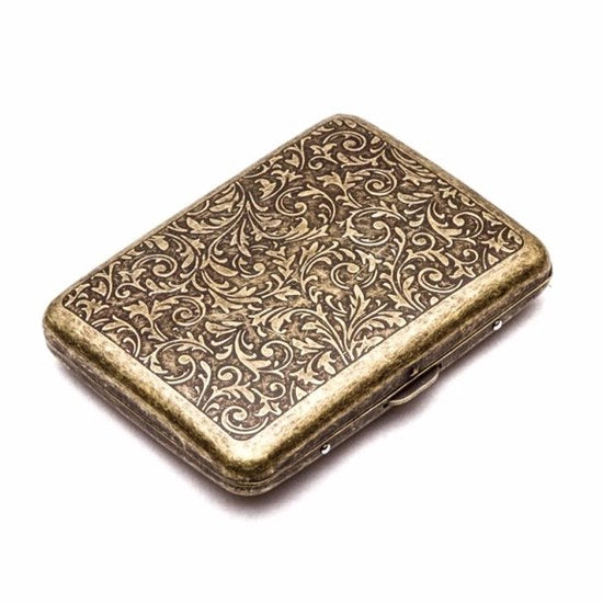 Cassetta portatile - scatola metallica retro, con clip di fissaggio a doppia vite e apertura a slot, adatta per 20 pezzi (color oro)