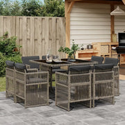 Set da Pranzo da Giardino 9 pz con Cuscini in Polyrattan Grigio 3211016