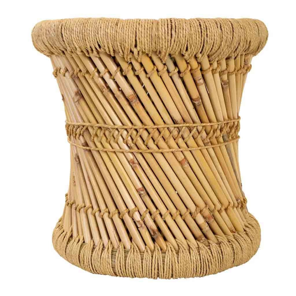 Set di 2 sgabelli marroni in bambù e corda