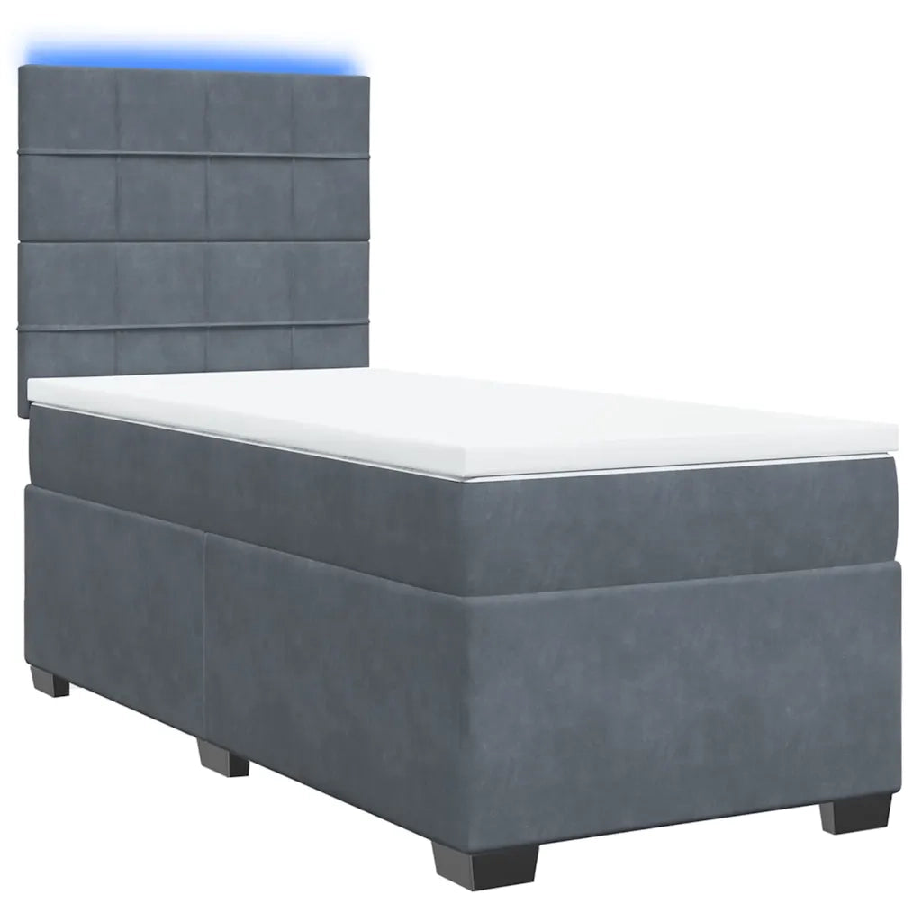 Giroletto a Molle con Materasso Grigio Scuro 80x200 cm Velluto