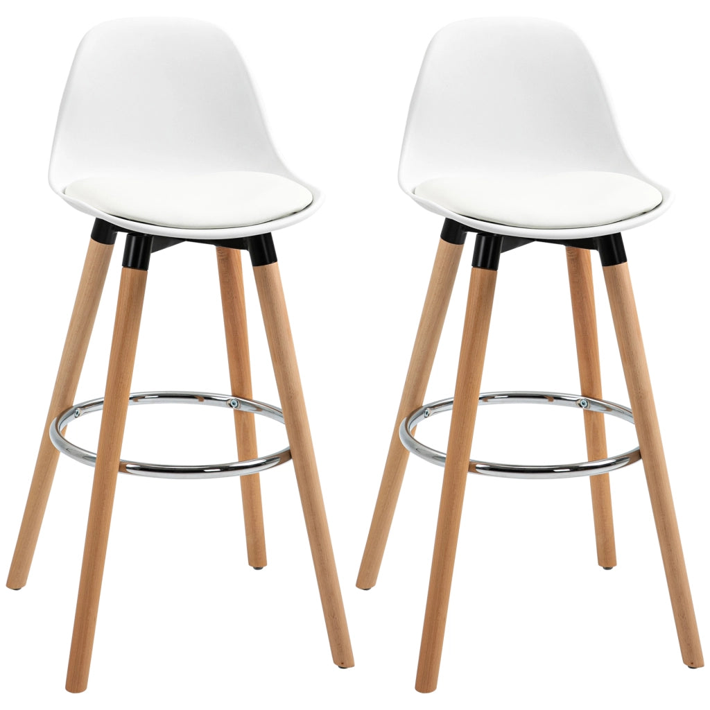 Sgabello da Bar Imbottito ¨C Xylo ¨C PU Bianco 43x43x91cm Set 2 Pezzi