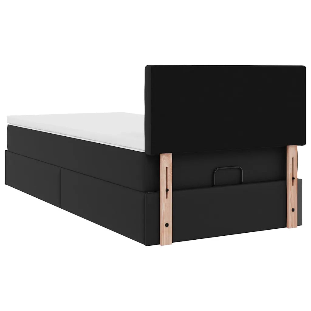 Struttura Letto Pouf con Materasso Nero 80x200 cm Similpelle 3312122