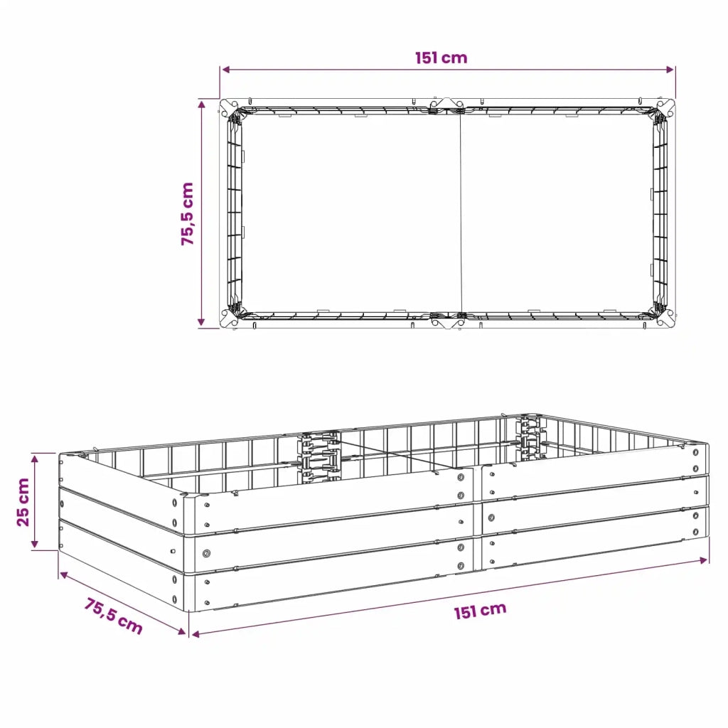 Letto Rialzato Nero 151 x 75,5 x 25 cm PP 42033405