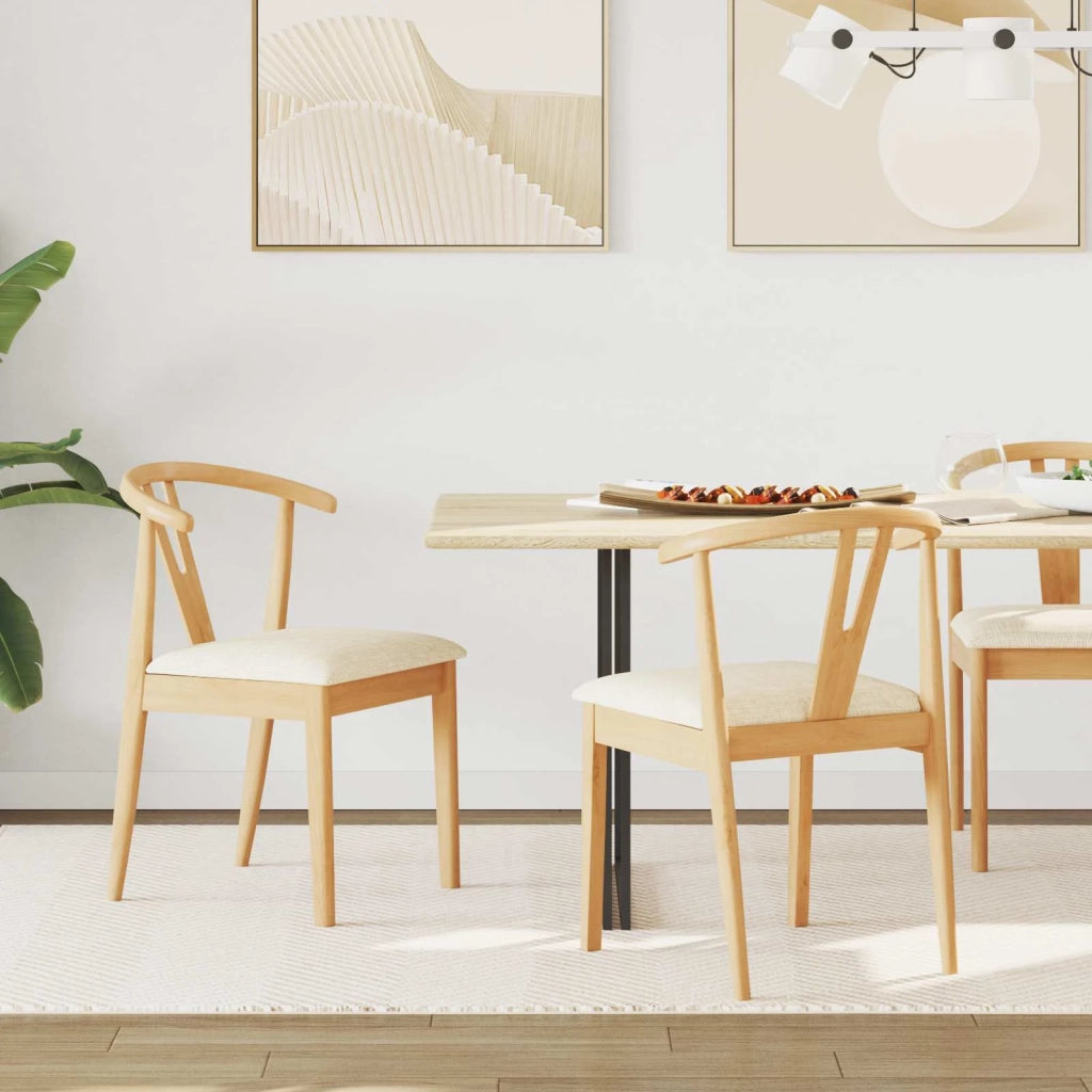 Sedia da pranzo 2 pcs Naturale e chiaro Legno di gomma solido