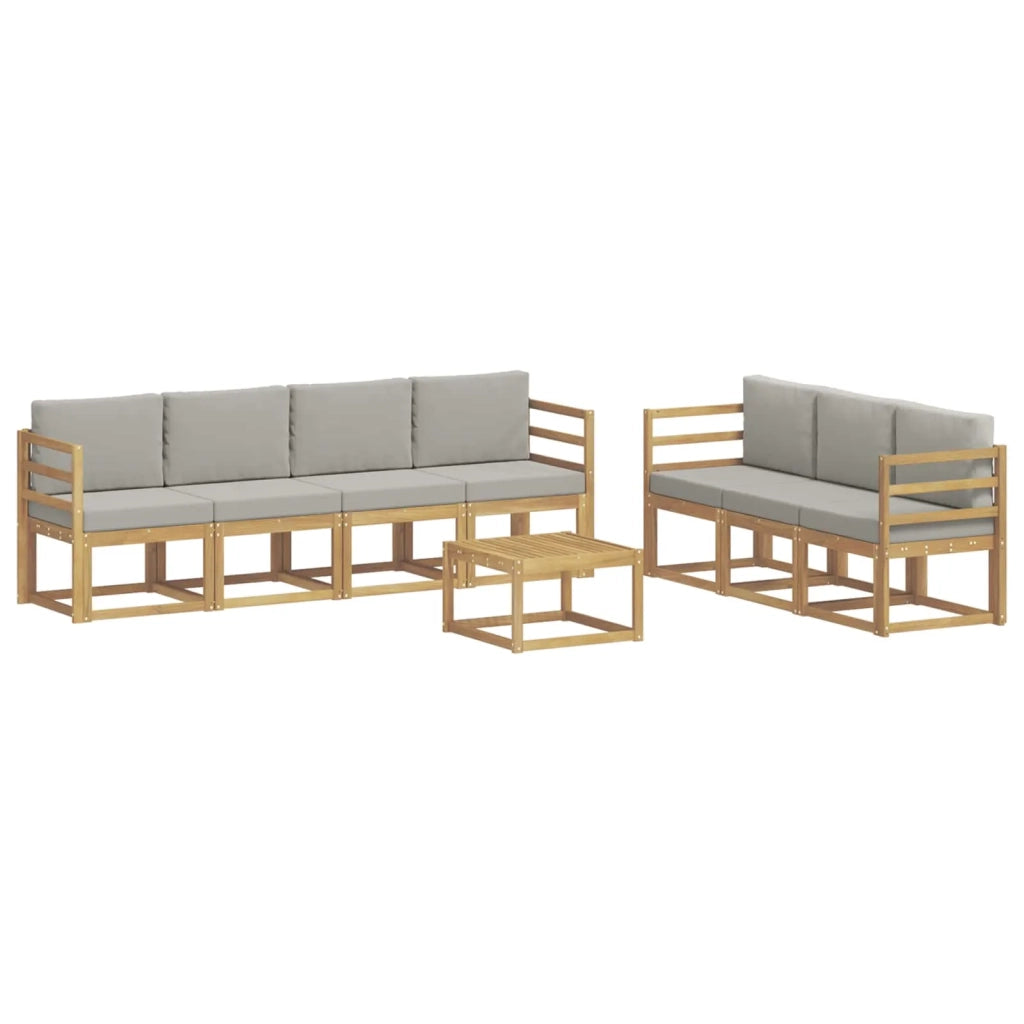 Set di divani da esterno 8 pz Bianco e Grigio Chiaro Poliestere 3387335