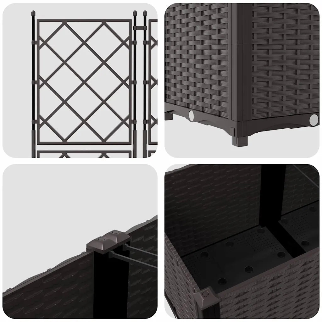 Vaso da giardino 3 pcs Marrone 80 x 80 x 143 cm Plastica 42002818
