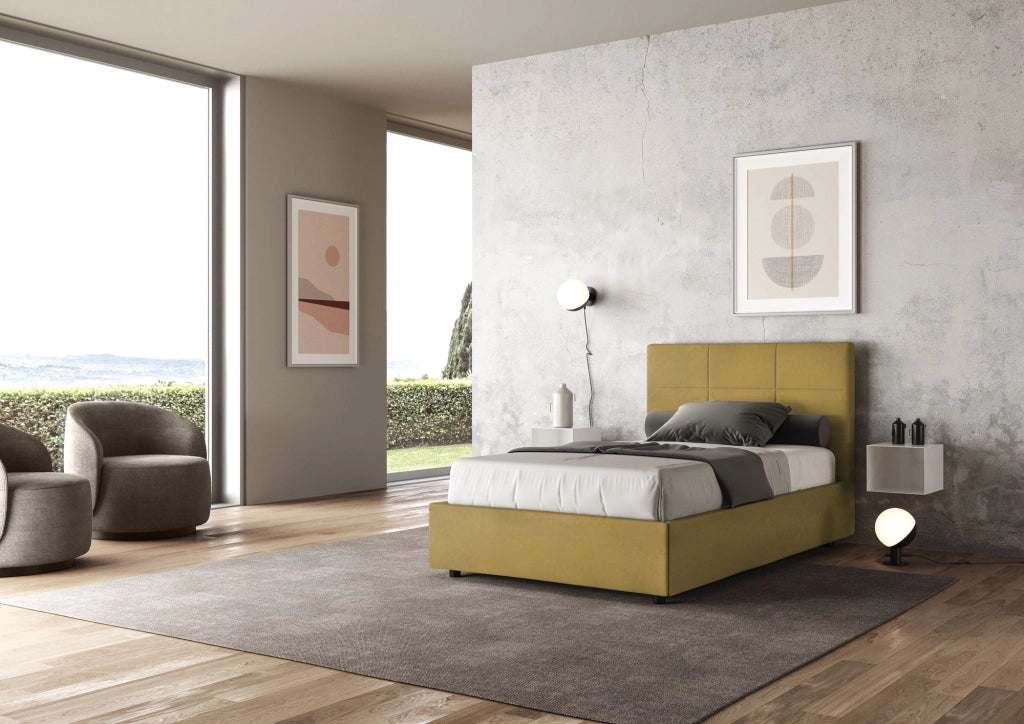 Letto 1 Piazza e Mezzo 120x210 cm con Rete Mika Ocra