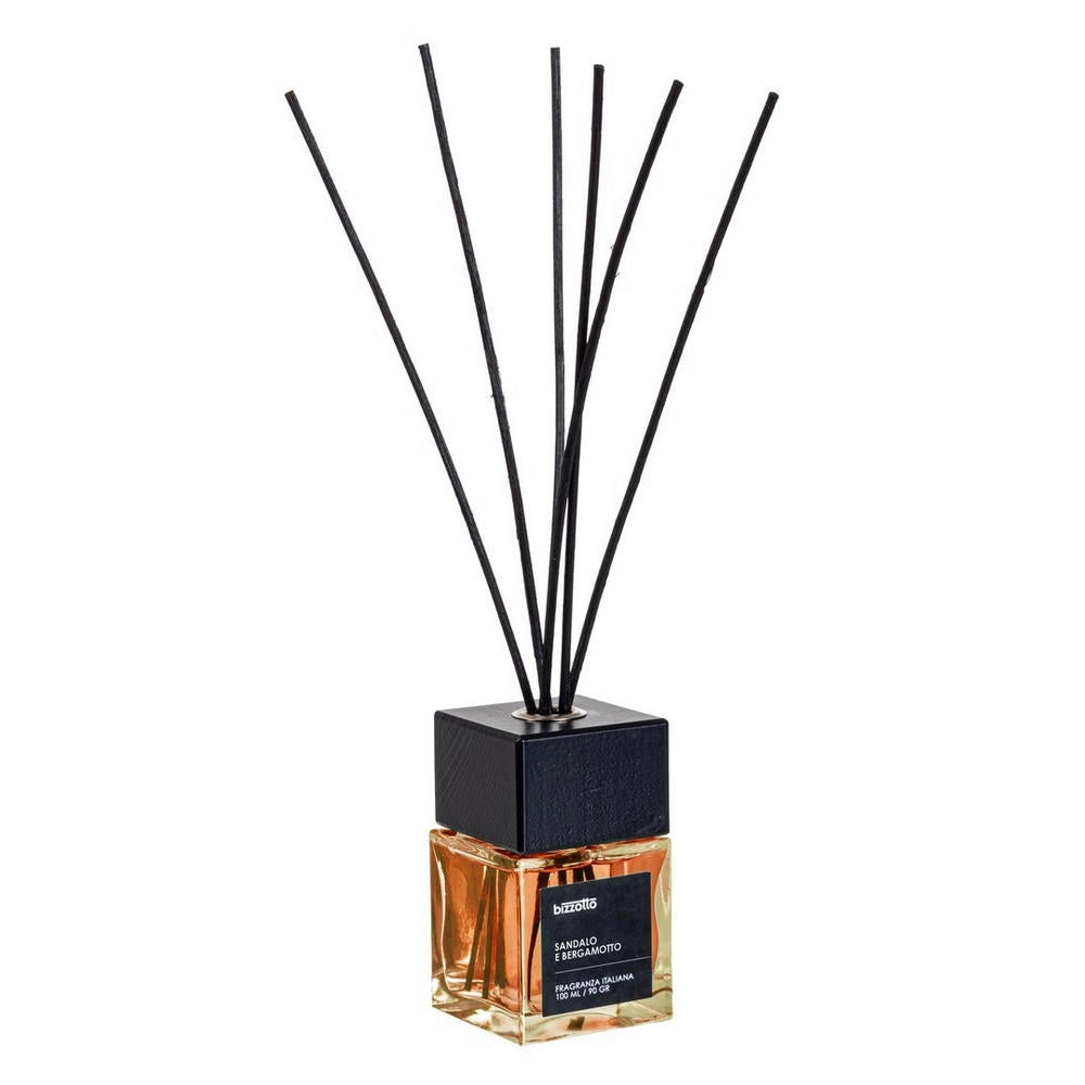 Diffusore per Ambienti con Bastoncini e Tappo in Legno Bizzotto Formato: 100 ml, Fragranza: Sandalo e Bergamotto