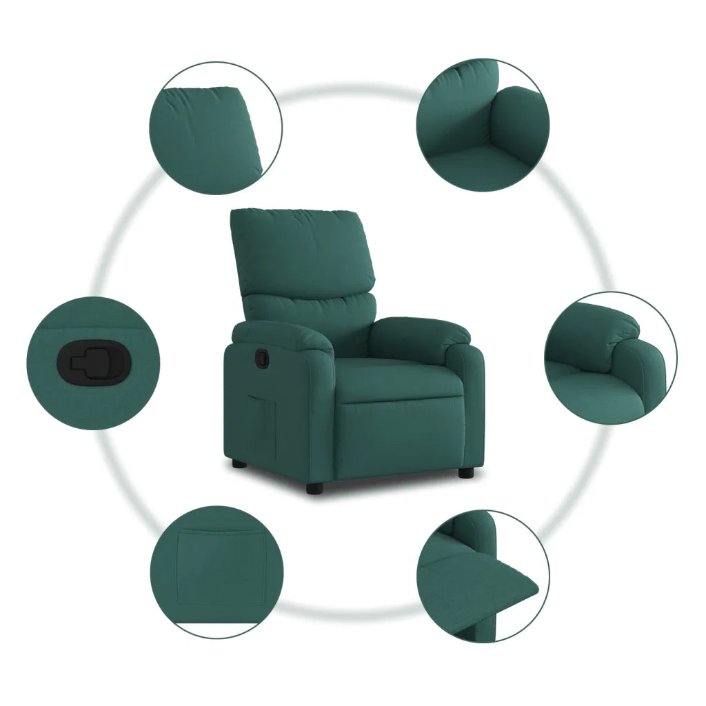 Poltrona Reclinabile in Tessuto Verde Scuro 373416