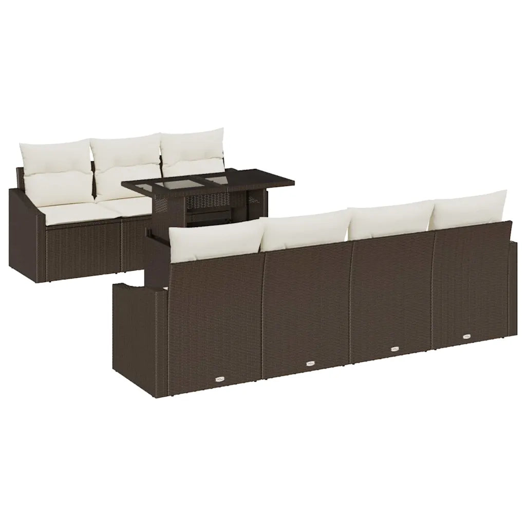Set Divano da Giardino 8 pcs Marrone e Crema polyrattan