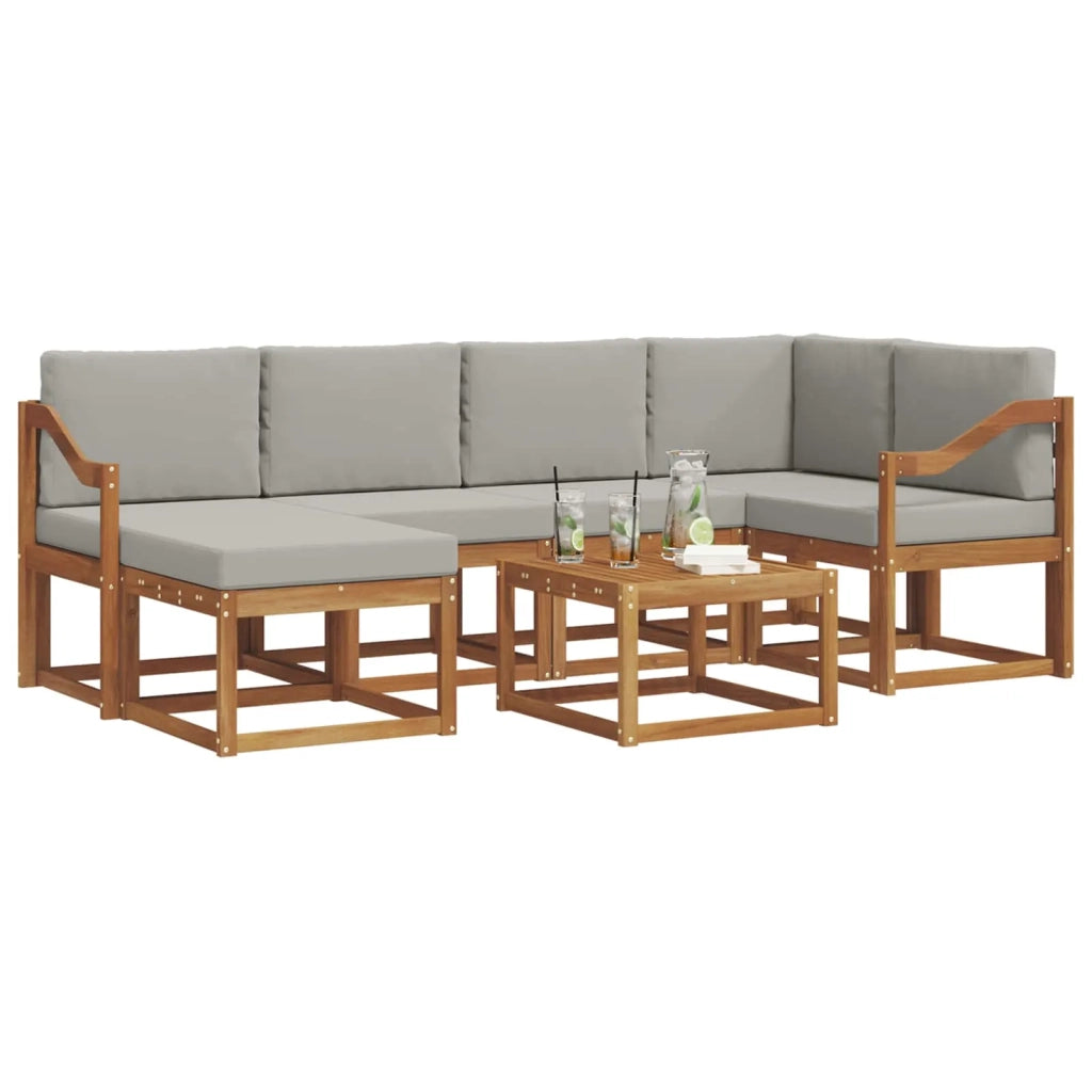 Set di divani da esterno 7 pcs Grigio Naturale e Chiaro 3366689