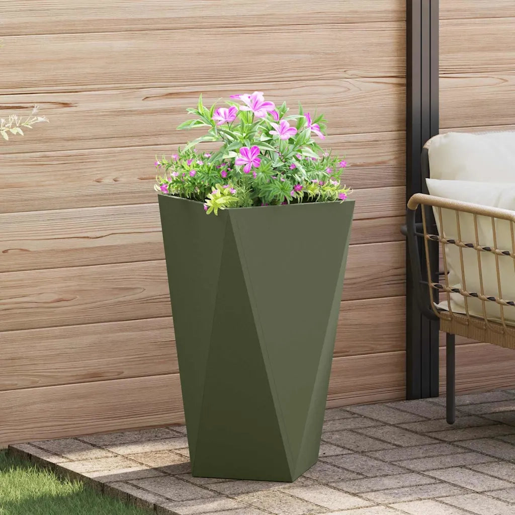 Fioriera 2 pcs Verde oliva 40 x 40 x 75 cm Acciaio 883787