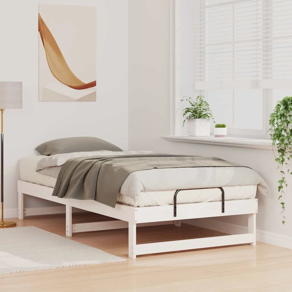Struttura del letto Bianco 90 x 190 cm Pino massello 873152
