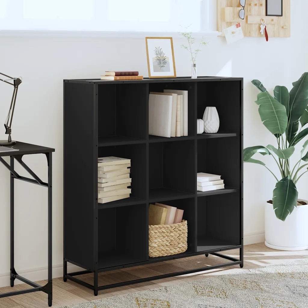 Libreria Nera 97,5x33x107,5 cm in Truciolato e Metallo 3300860
