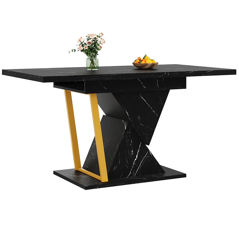 Tavolo da pranzo estensibile con illuminazione LED - Xylo - 110(140) x 80 x 76 cm - Legno nero - Per 6 persone