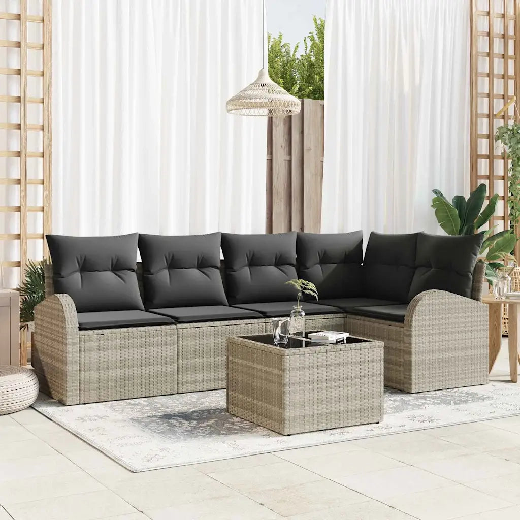 Set di divani con cuscino 6 pcs Grigio chiaro Poliestere 3346052