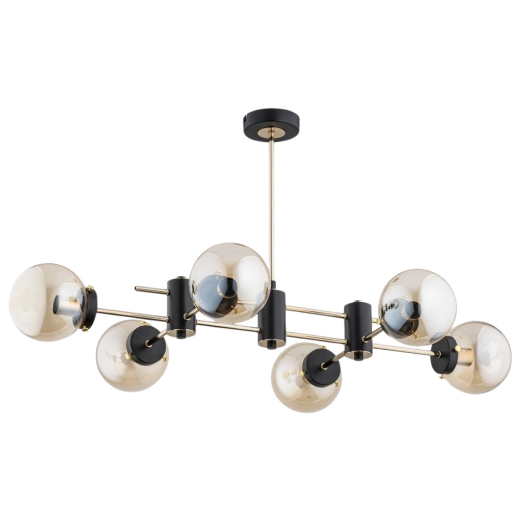 Lampadario Alfa Sola 6xE14 nero ottone sfere vetro