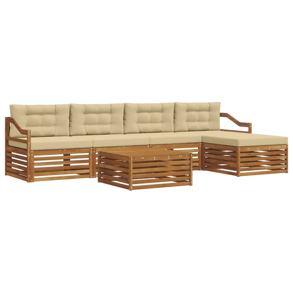 Set di divani da esterno con cuscino 6 pcs Naturale e Beige 3373358