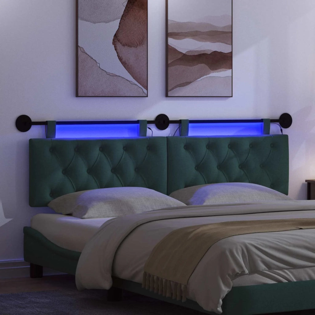 Testiera sospesa Con luce LED Verde Scuro Tessuto 3424658