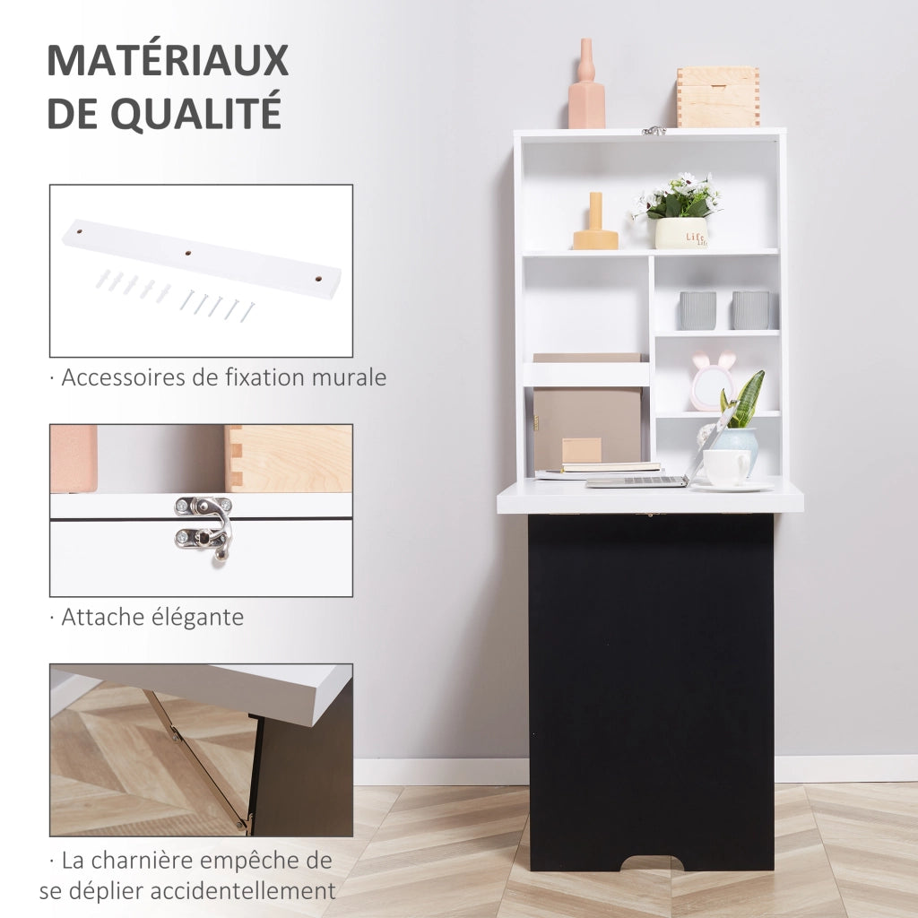Scrivania a muro pieghevole ¨C zephmum ¨C MDF bianco