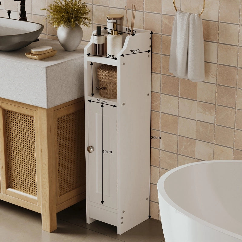 Mobile da bagno a colonna con ante, bianco, alto, ripiani, stile loft moderno, 80 cm