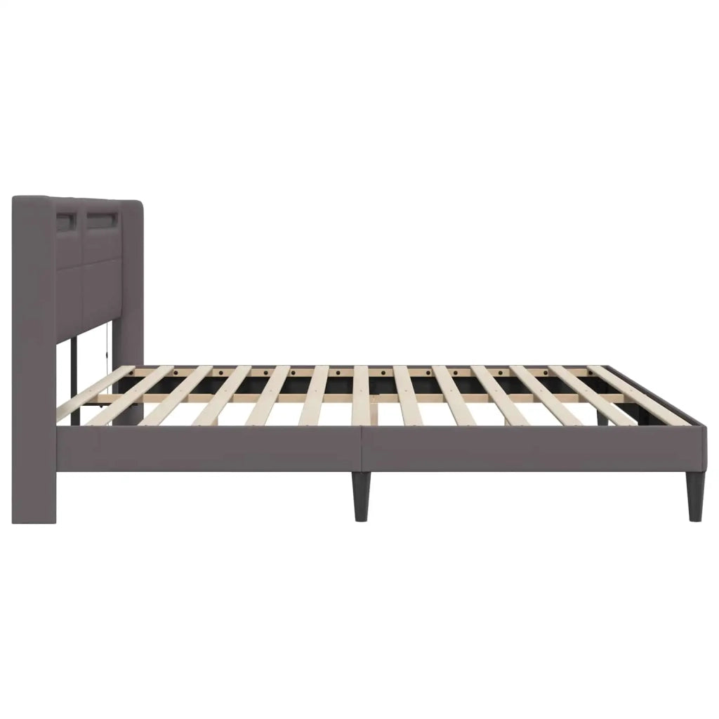 Struttura del letto con testiera-Giroletto Grigio 200 x200 cm Similpelle