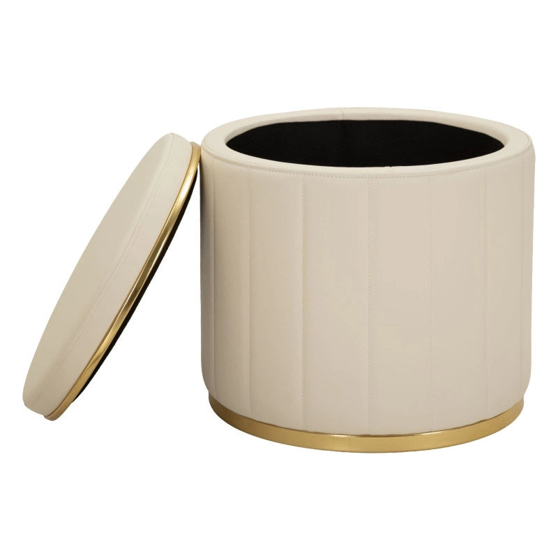 Puff Con Contenitore London Crema cm ø 46,5x44