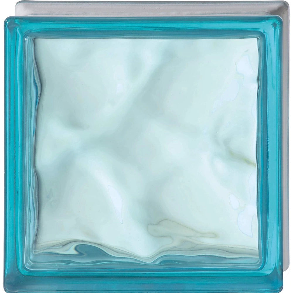 Vetromattone effetto ondulato propagazione armoniosa luce 190 x 190 x 80 mm *** colore- azzurro, confezione 1